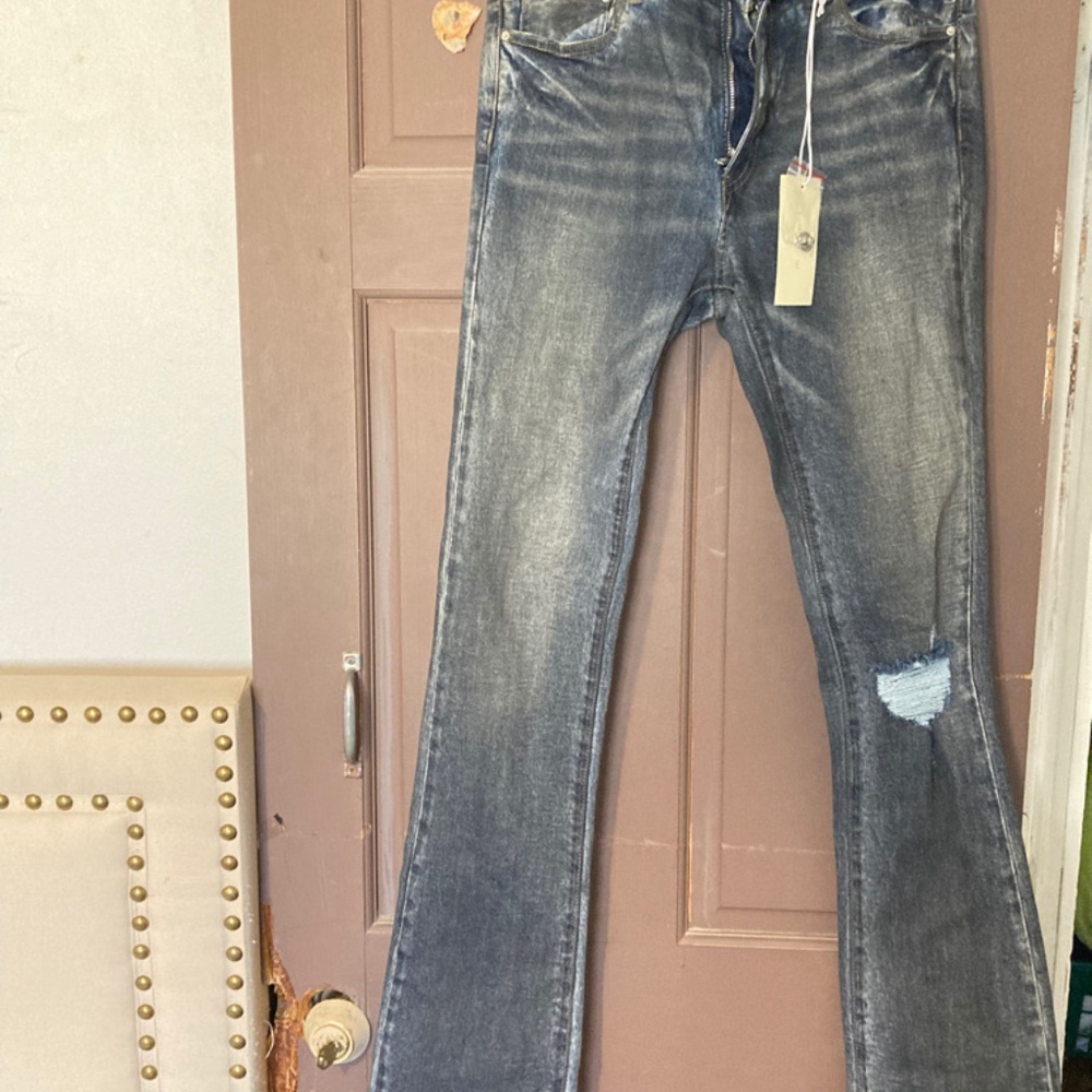 Mens Jeans 33"x36" skinny stacked denim in dark blue